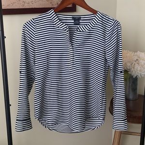 Ann Taylor black and white striped long sleeve top